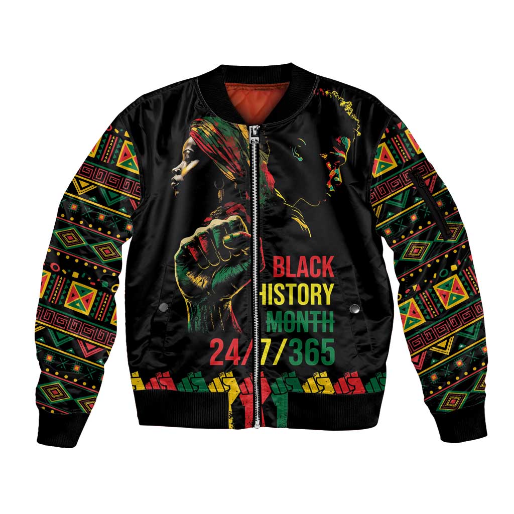 When I'm Born I'm Black Sleeve Zip Bomber Jacket Black History Black Month - Wonder Print Shop
