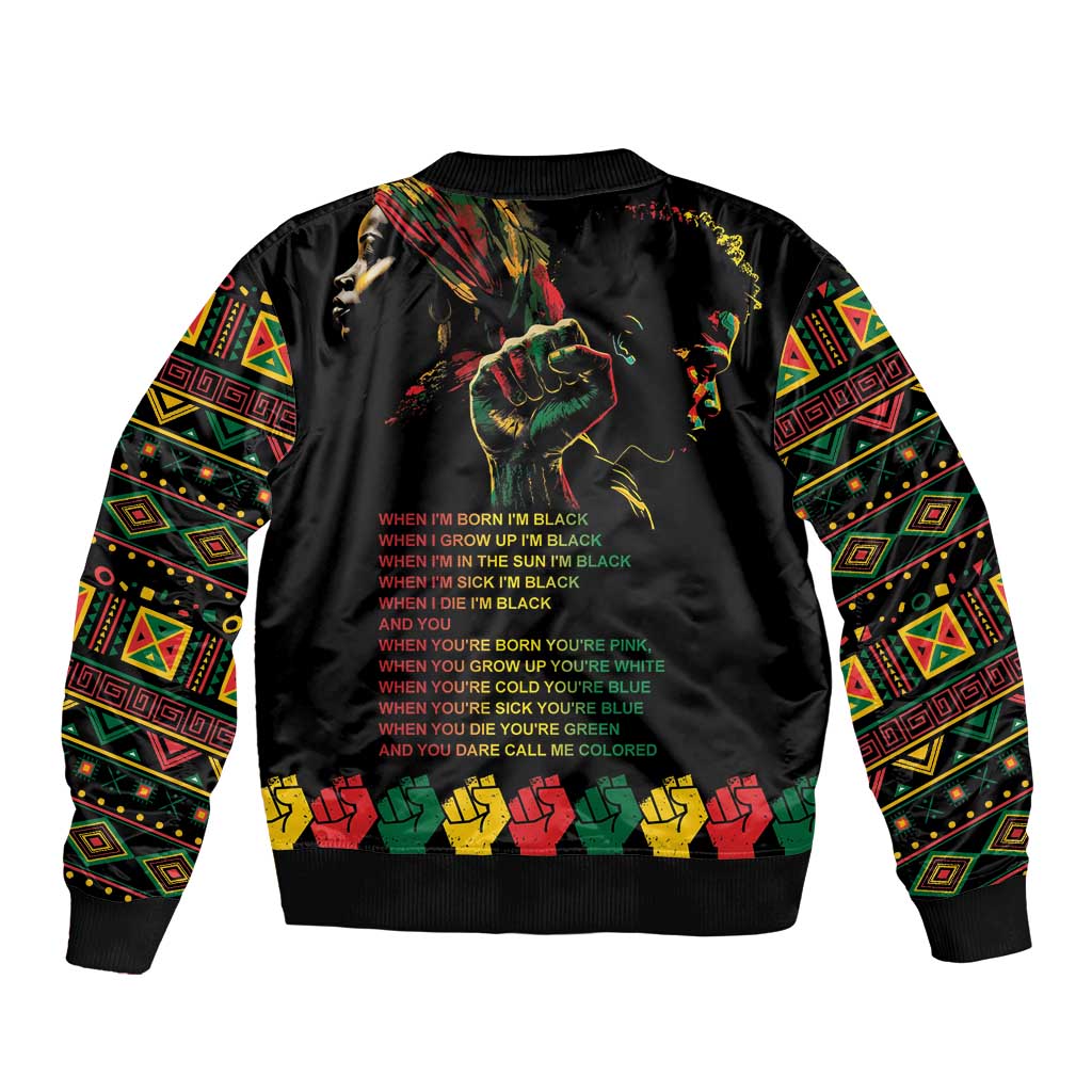 When I'm Born I'm Black Sleeve Zip Bomber Jacket Black History Black Month - Wonder Print Shop