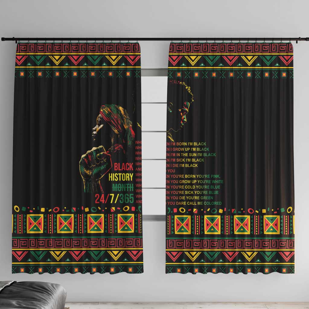 When I'm Born I'm Black Window Curtain Black History Black Month - Wonder Print Shop