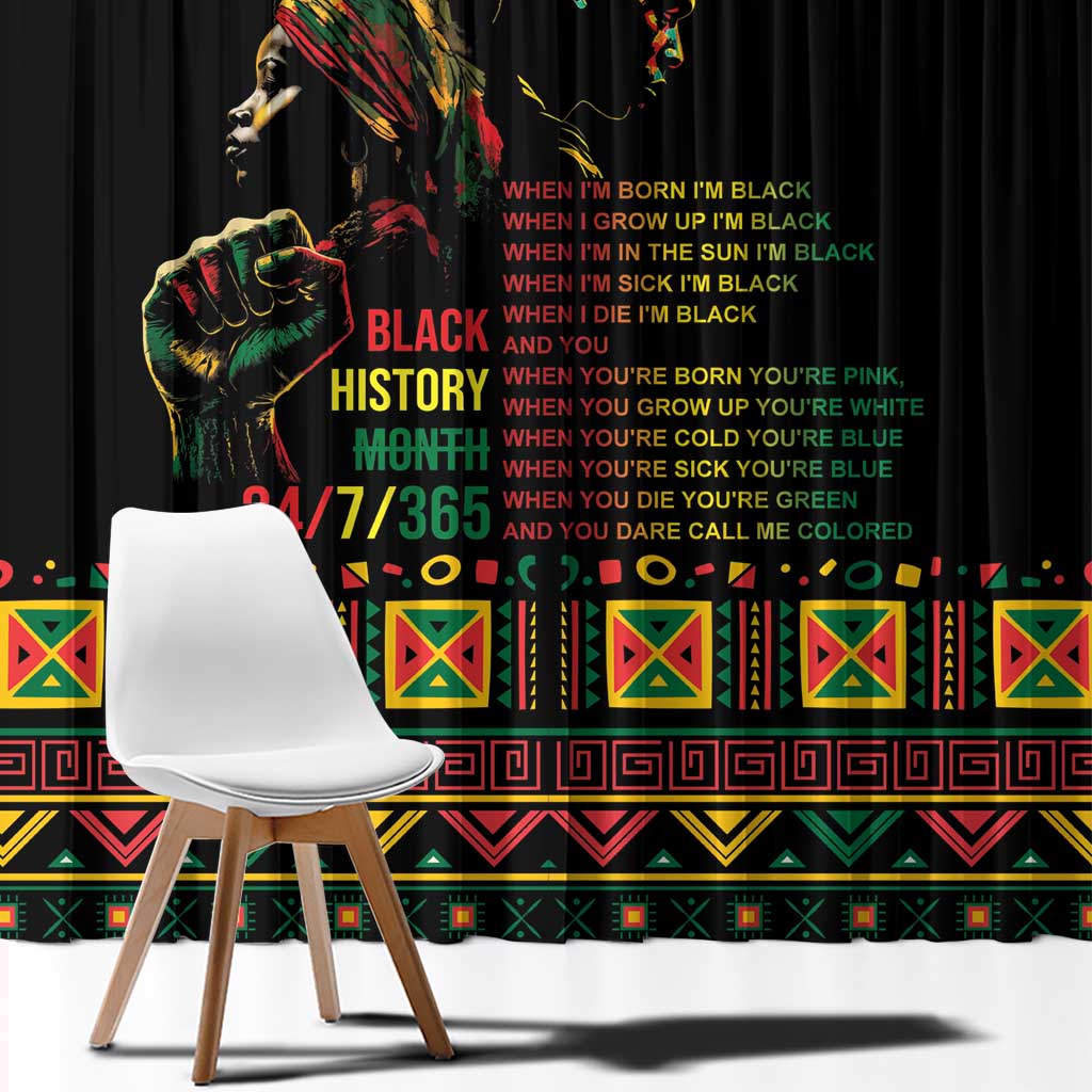 When I'm Born I'm Black Window Curtain Black History Black Month - Wonder Print Shop