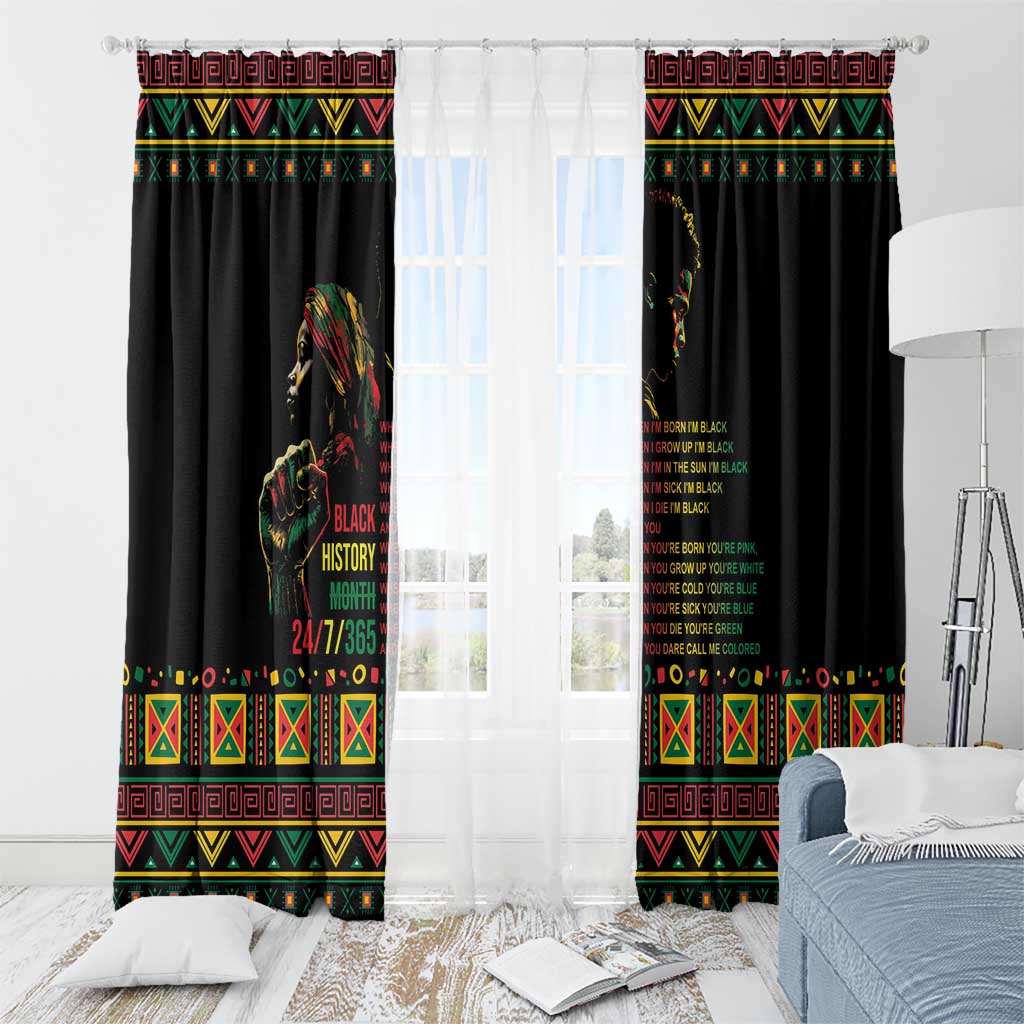 When I'm Born I'm Black Window Curtain Black History Black Month - Wonder Print Shop