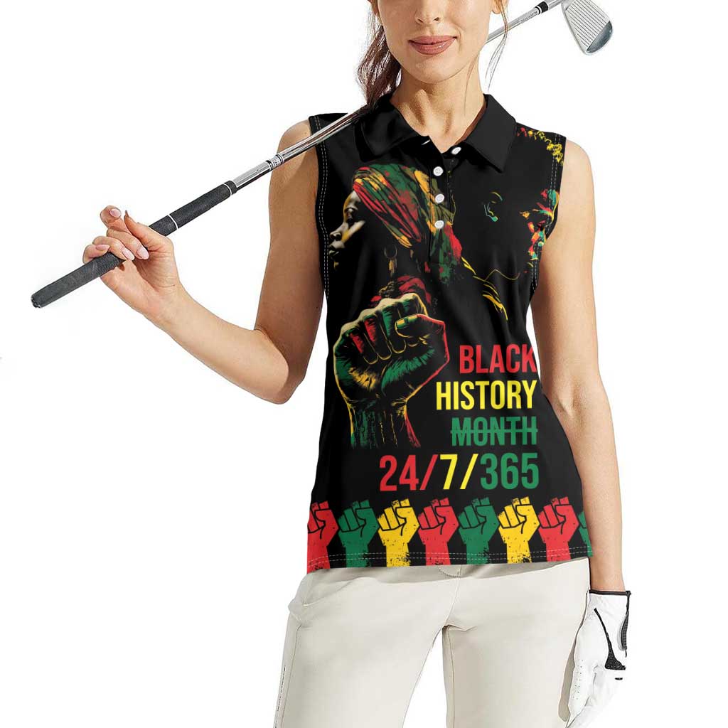 When I'm Born I'm Black Women Sleeveless Polo Shirt Black History Black Month - Wonder Print Shop