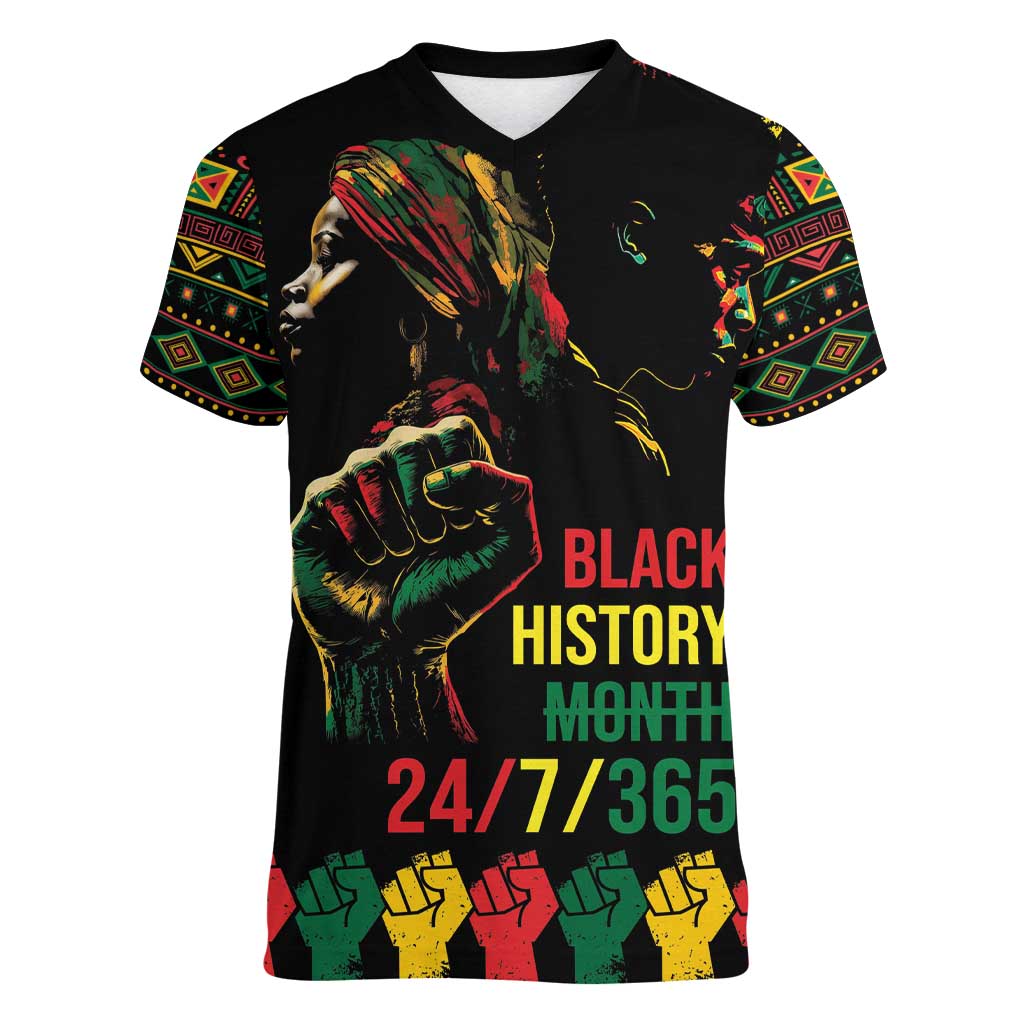 When I'm Born I'm Black Women V-Neck T-Shirt Black History Black Month - Wonder Print Shop