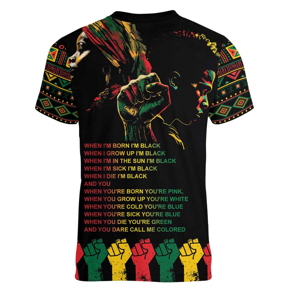 When I'm Born I'm Black Women V-Neck T-Shirt Black History Black Month - Wonder Print Shop