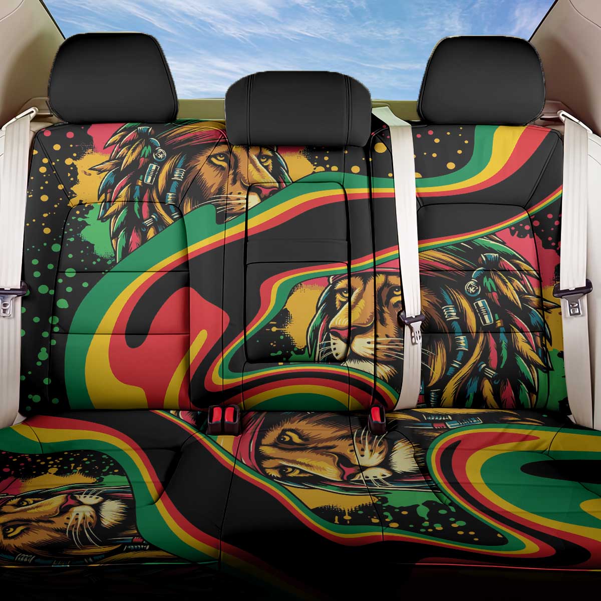 Rastafarian Lion Proud of Jamaica Back Car Seat Cover Reggae My Soul LT9 - Wonder Print Shop
