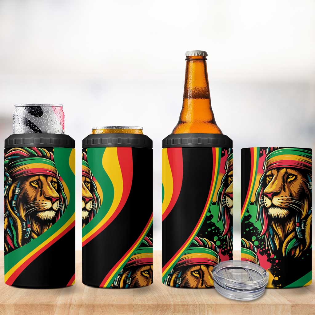 Rastafarian Lion Proud of Jamaica 4 in 1 Can Cooler Tumbler Reggae My Soul LT9 - Wonder Print Shop