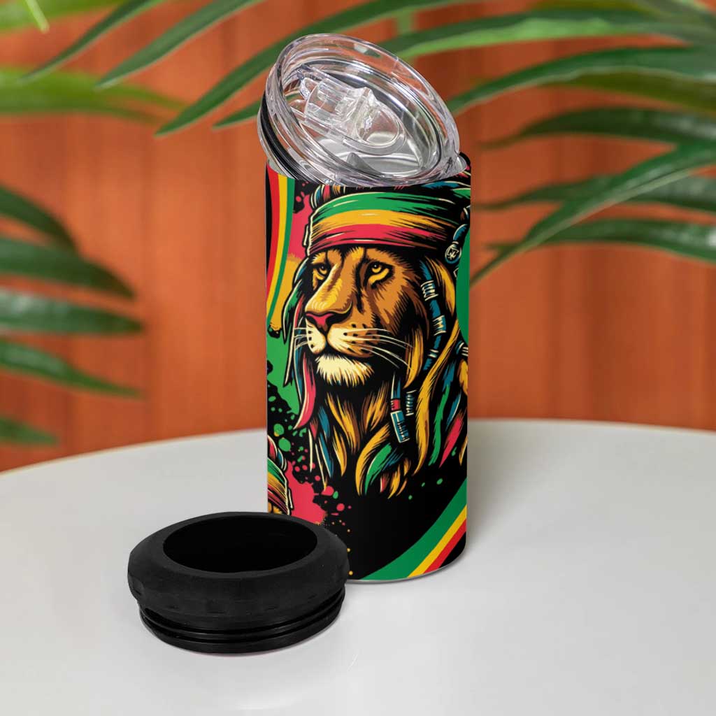 Rastafarian Lion Proud of Jamaica 4 in 1 Can Cooler Tumbler Reggae My Soul LT9 - Wonder Print Shop