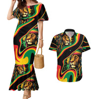 Rastafarian Lion Proud of Jamaica Couples Matching Mermaid Dress and Hawaiian Shirt Reggae My Soul LT9 - Wonder Print Shop