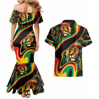Rastafarian Lion Proud of Jamaica Couples Matching Mermaid Dress and Hawaiian Shirt Reggae My Soul LT9 - Wonder Print Shop