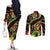 Rastafarian Lion Proud of Jamaica Couples Matching Off The Shoulder Long Sleeve Dress and Long Sleeve Button Shirt Reggae My Soul