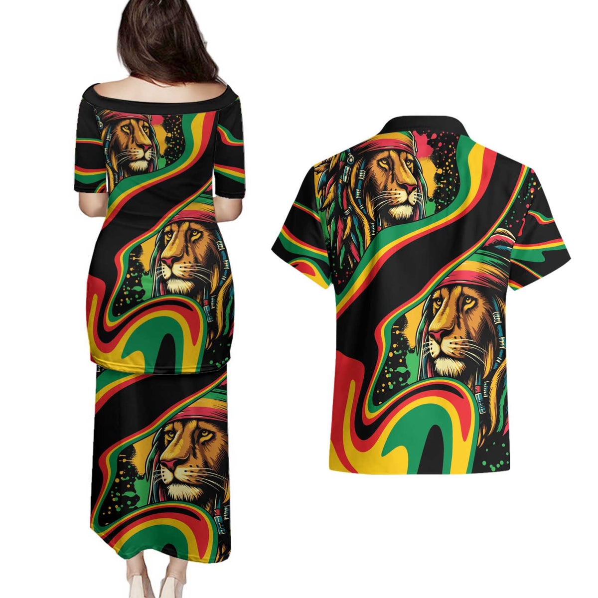 Rastafarian Lion Proud of Jamaica Couples Matching Puletasi and Hawaiian Shirt Reggae My Soul LT9 - Wonder Print Shop