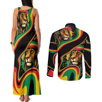 Rastafarian Lion Proud of Jamaica Couples Matching Tank Maxi Dress and Long Sleeve Button Shirt Reggae My Soul LT9 - Wonder Print Shop