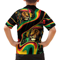 Rastafarian Lion Proud of Jamaica Family Matching Long Sleeve Bodycon Dress and Hawaiian Shirt Reggae My Soul LT9 - Wonder Print Shop