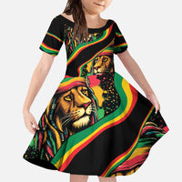 Rastafarian Lion Proud of Jamaica Family Matching Long Sleeve Bodycon Dress and Hawaiian Shirt Reggae My Soul LT9 - Wonder Print Shop