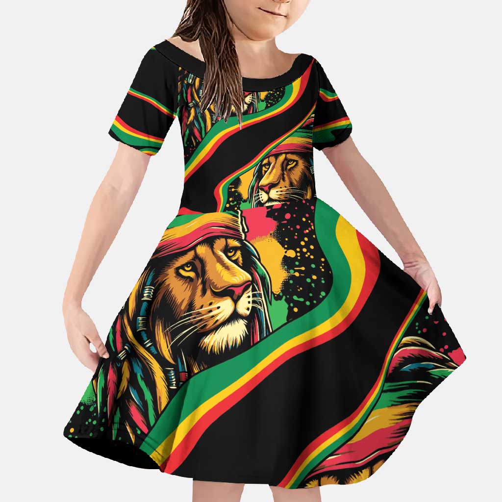 Rastafarian Lion Proud of Jamaica Family Matching Mermaid Dress and Hawaiian Shirt Reggae My Soul LT9 - Wonder Print Shop