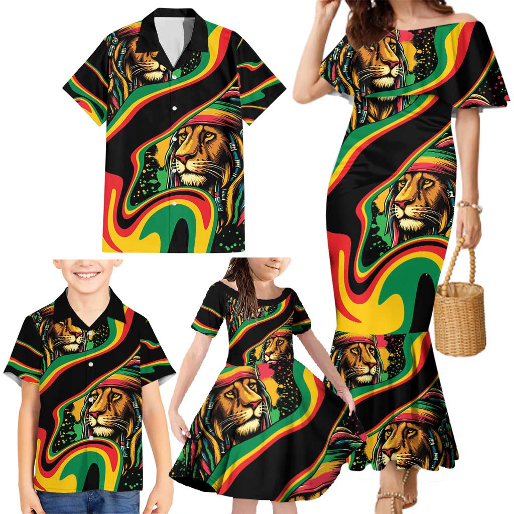 Rastafarian Lion Proud of Jamaica Family Matching Mermaid Dress and Hawaiian Shirt Reggae My Soul LT9 - Wonder Print Shop