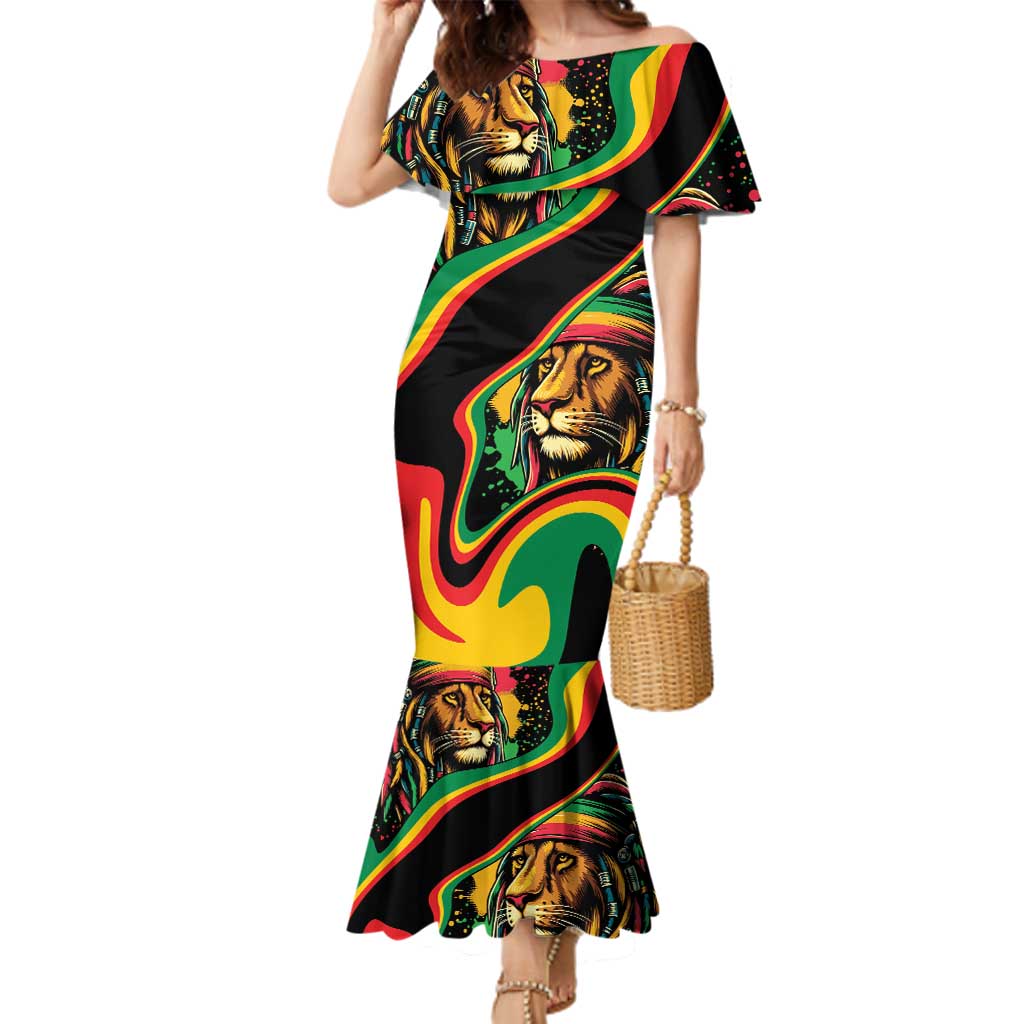 Rastafarian Lion Proud of Jamaica Family Matching Mermaid Dress and Hawaiian Shirt Reggae My Soul LT9 - Wonder Print Shop