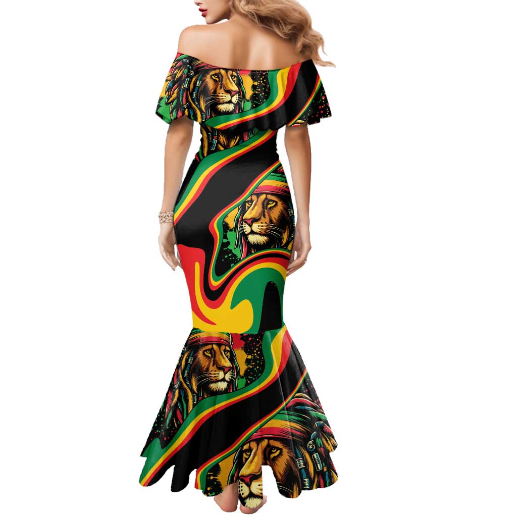 Rastafarian Lion Proud of Jamaica Family Matching Mermaid Dress and Hawaiian Shirt Reggae My Soul LT9 - Wonder Print Shop