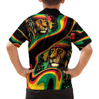 Rastafarian Lion Proud of Jamaica Family Matching Off The Shoulder Long Sleeve Dress and Hawaiian Shirt Reggae My Soul - Wonder Print Shop