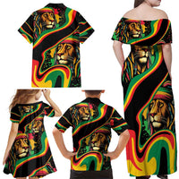 Rastafarian Lion Proud of Jamaica Family Matching Off Shoulder Maxi Dress and Hawaiian Shirt Reggae My Soul LT9 - Wonder Print Shop