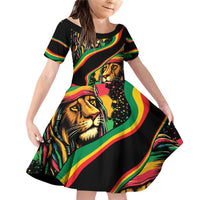 Rastafarian Lion Proud of Jamaica Family Matching Off Shoulder Short Dress and Hawaiian Shirt Reggae My Soul LT9 - Wonder Print Shop