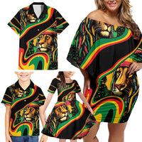 Rastafarian Lion Proud of Jamaica Family Matching Off Shoulder Short Dress and Hawaiian Shirt Reggae My Soul LT9 - Wonder Print Shop