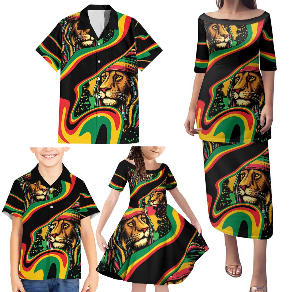 Rastafarian Lion Proud of Jamaica Family Matching Puletasi and Hawaiian Shirt Reggae My Soul - Wonder Print Shop