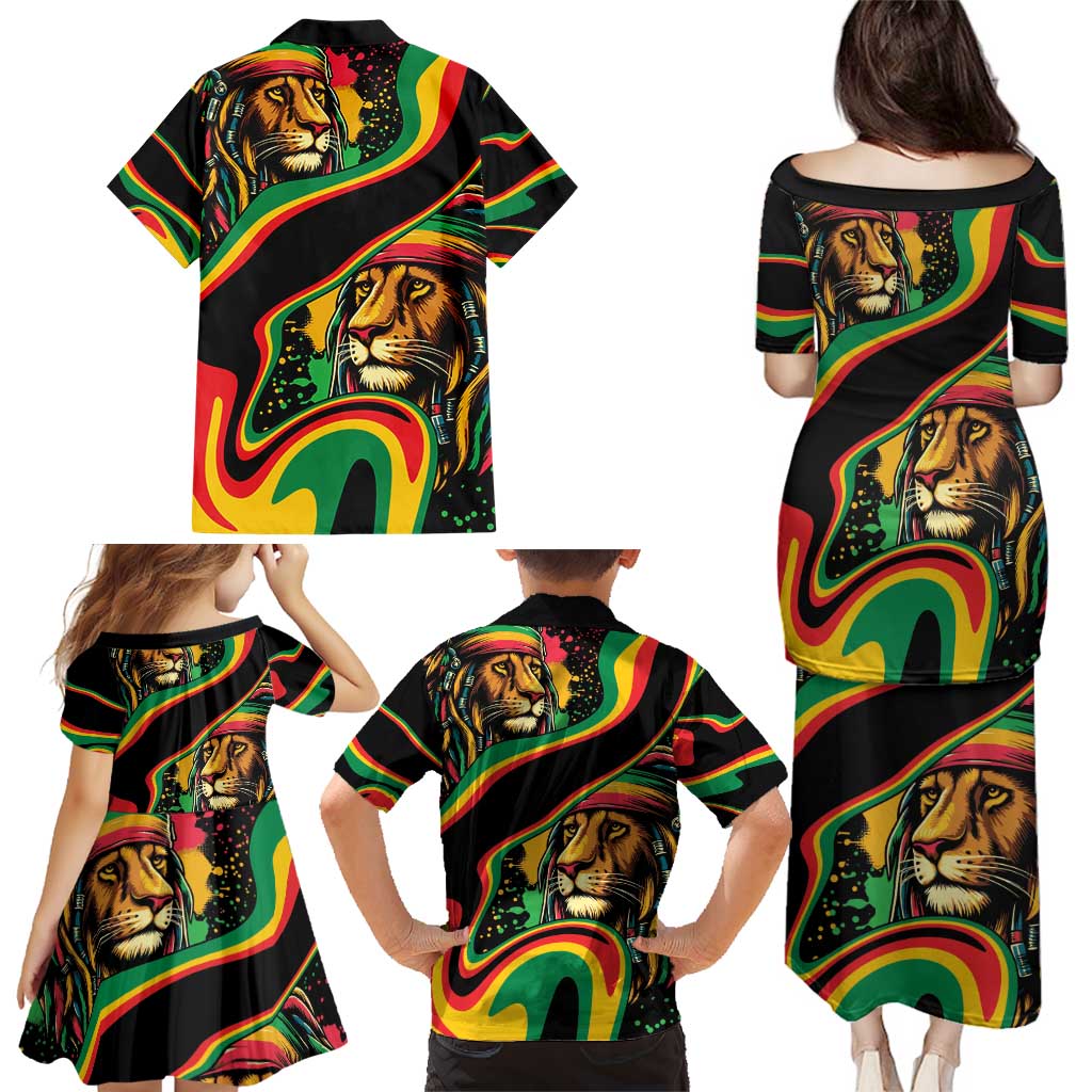 Rastafarian Lion Proud of Jamaica Family Matching Puletasi and Hawaiian Shirt Reggae My Soul - Wonder Print Shop
