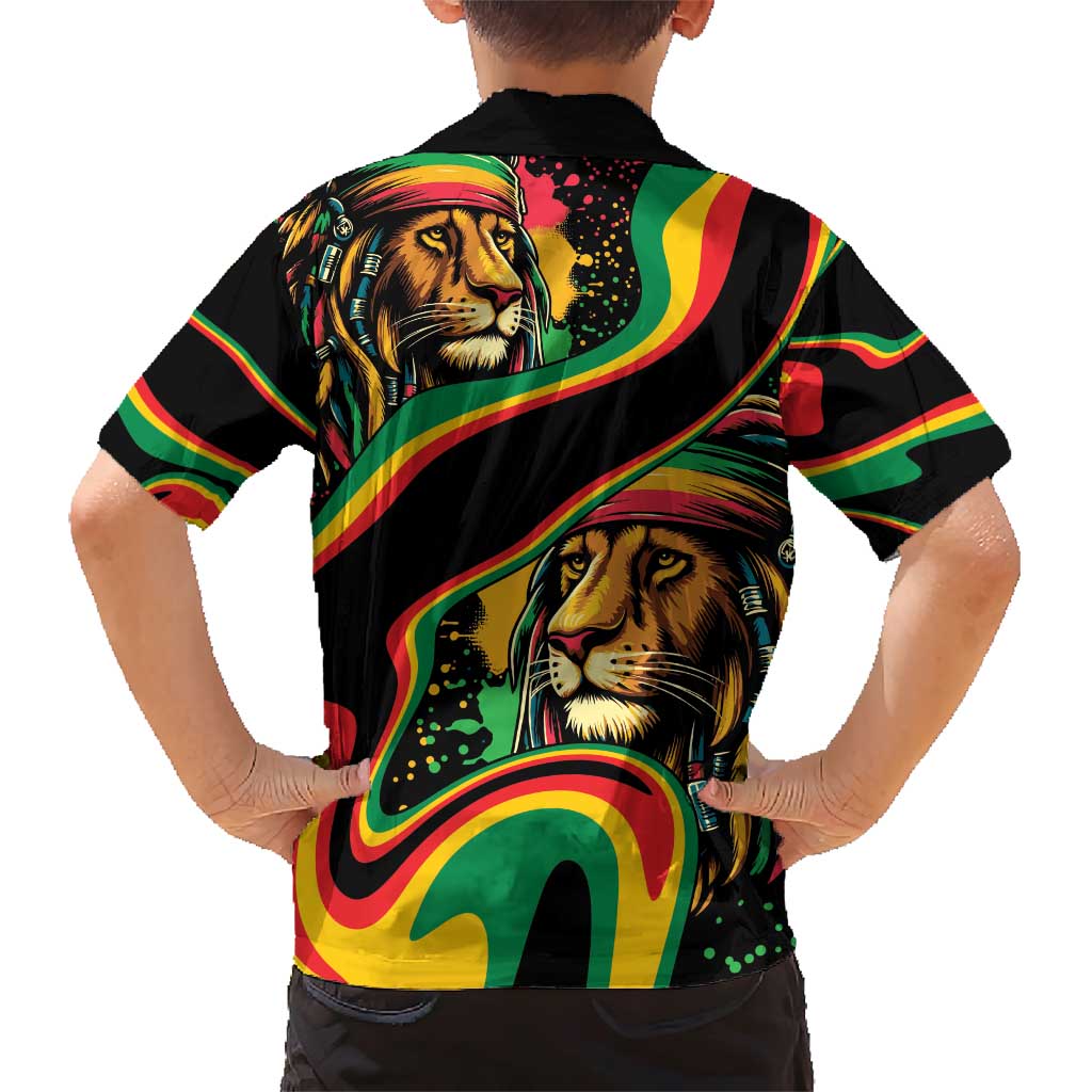 Rastafarian Lion Proud of Jamaica Family Matching Short Sleeve Bodycon Dress and Hawaiian Shirt Reggae My Soul - Wonder Print Shop