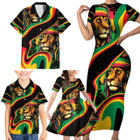 Rastafarian Lion Proud of Jamaica Family Matching Short Sleeve Bodycon Dress and Hawaiian Shirt Reggae My Soul - Wonder Print Shop