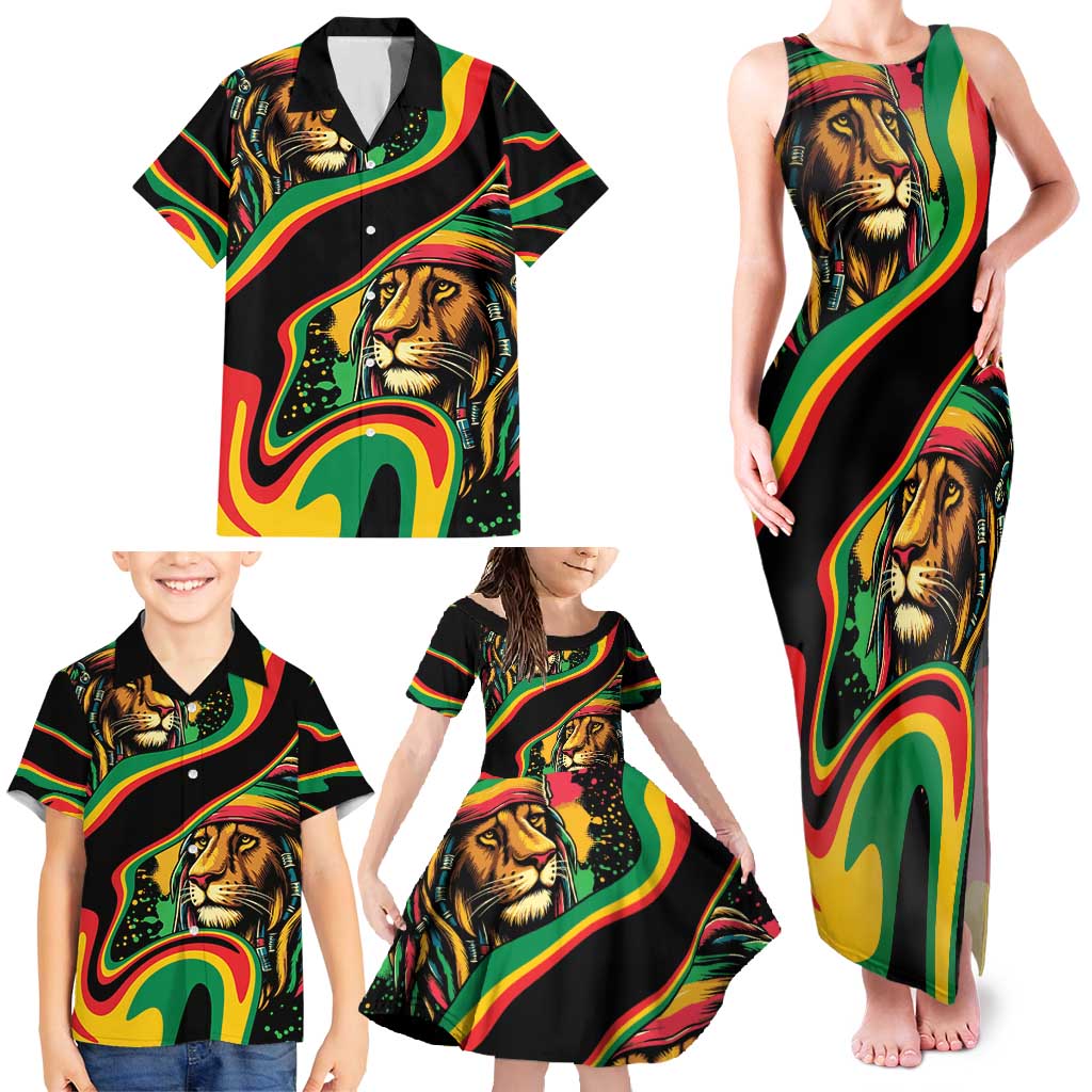 Rastafarian Lion Proud of Jamaica Family Matching Tank Maxi Dress and Hawaiian Shirt Reggae My Soul - Wonder Print Shop