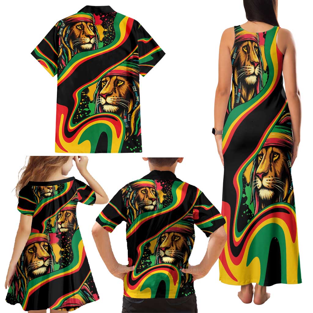 Rastafarian Lion Proud of Jamaica Family Matching Tank Maxi Dress and Hawaiian Shirt Reggae My Soul - Wonder Print Shop