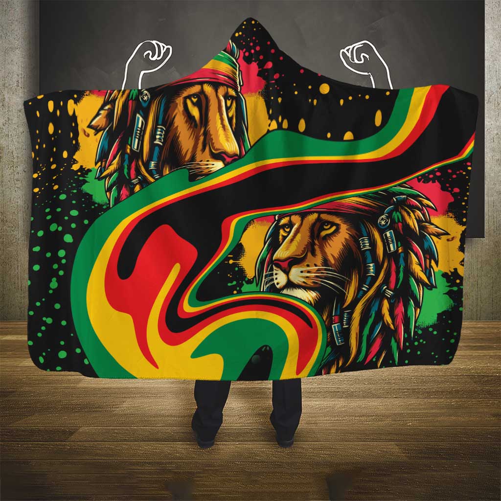 Rastafarian Lion Proud of Jamaica Hooded Blanket Reggae My Soul