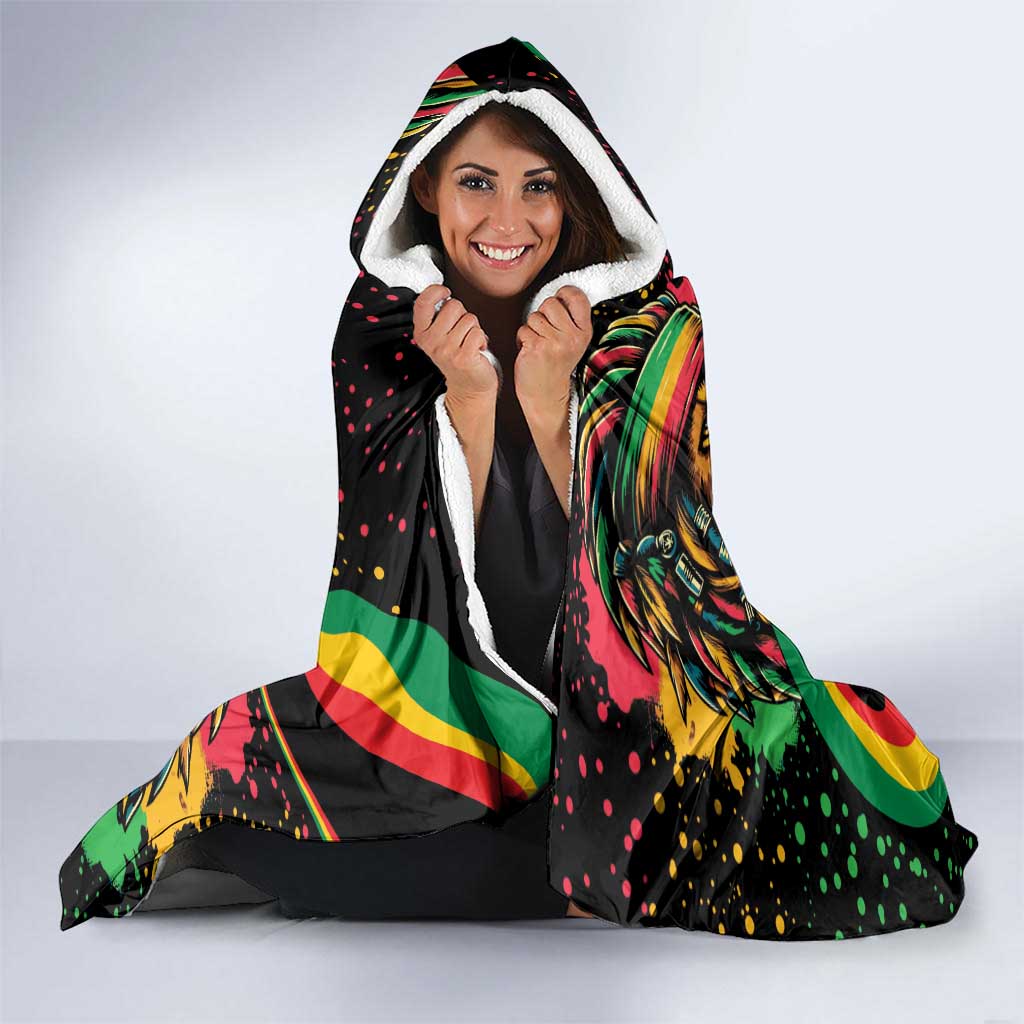 Rastafarian Lion Proud of Jamaica Hooded Blanket Reggae My Soul