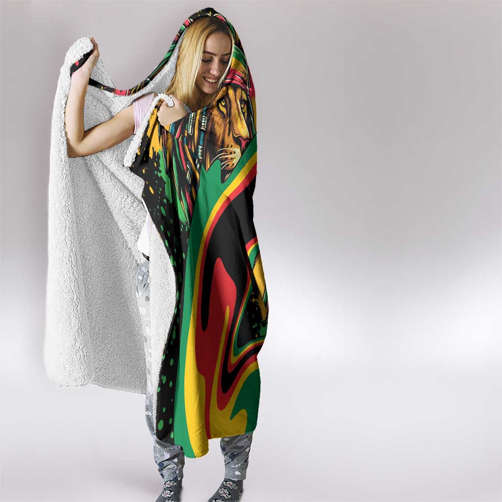 Rastafarian Lion Proud of Jamaica Hooded Blanket Reggae My Soul