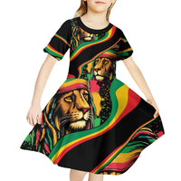 Rastafarian Lion Proud of Jamaica Kid Short Sleeve Dress Reggae My Soul - Wonder Print Shop