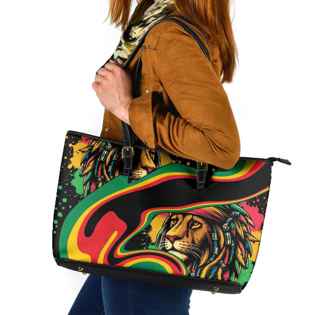 Rastafarian Lion Proud of Jamaica Leather Tote Bag Reggae My Soul - Wonder Print Shop