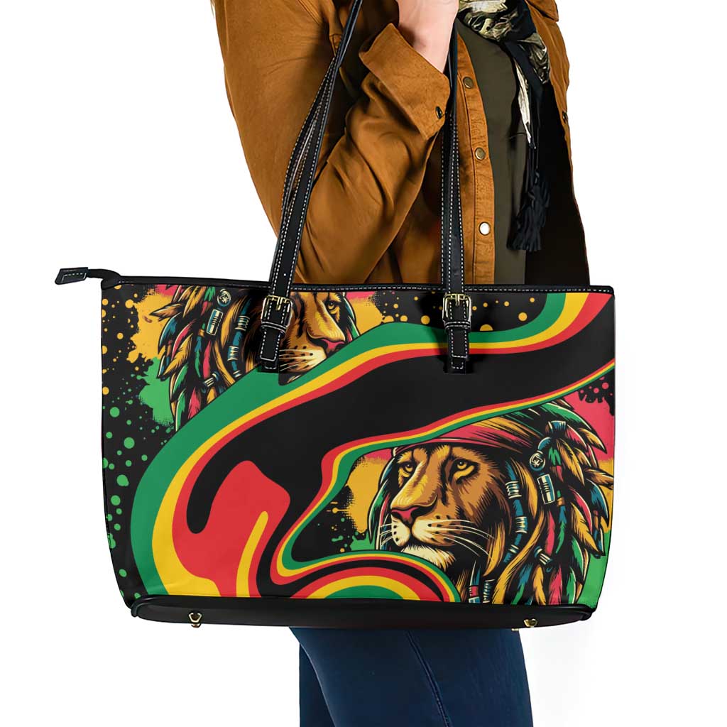 Rastafarian Lion Proud of Jamaica Leather Tote Bag Reggae My Soul - Wonder Print Shop