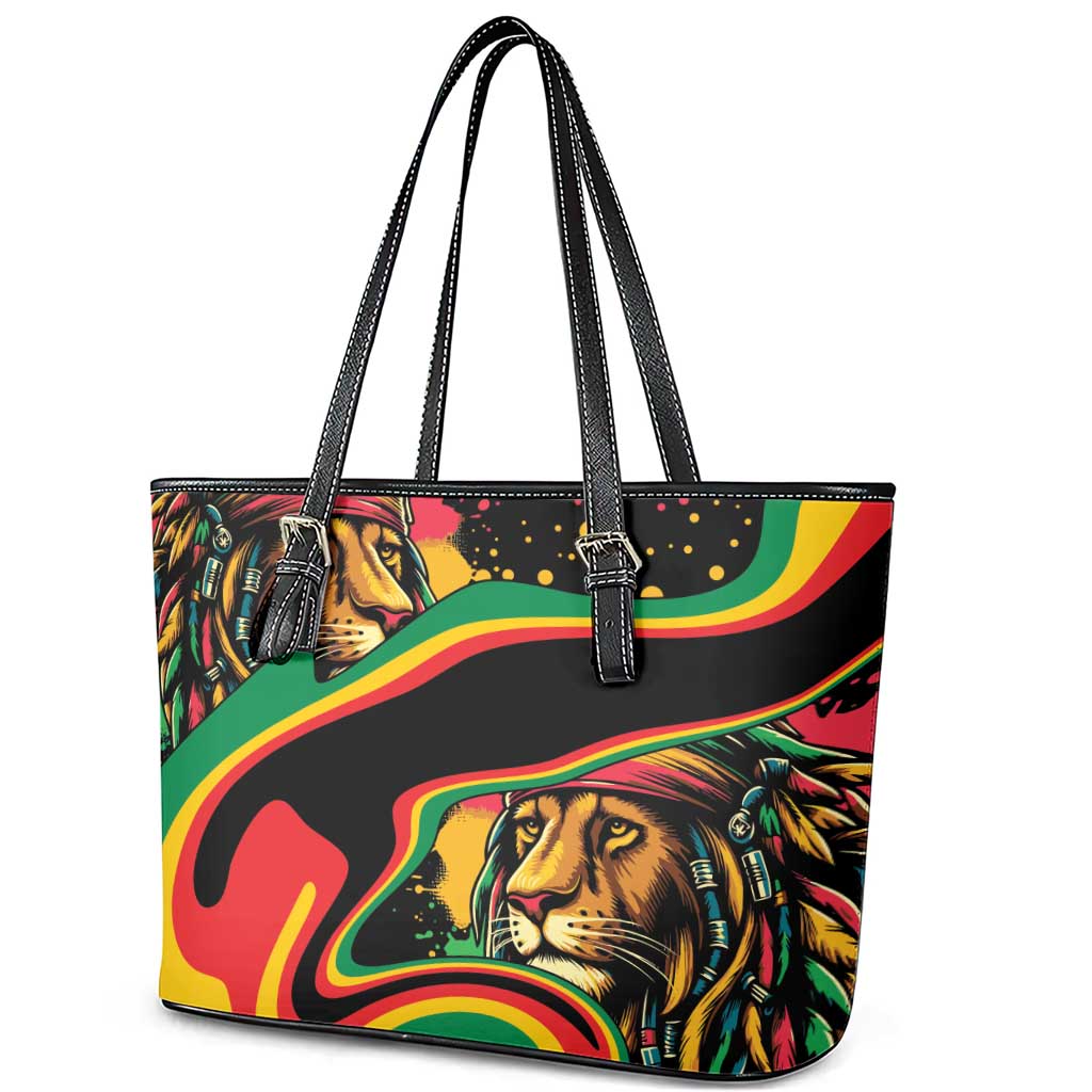 Rastafarian Lion Proud of Jamaica Leather Tote Bag Reggae My Soul - Wonder Print Shop