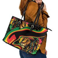 Rastafarian Lion Proud of Jamaica Leather Tote Bag Reggae My Soul - Wonder Print Shop