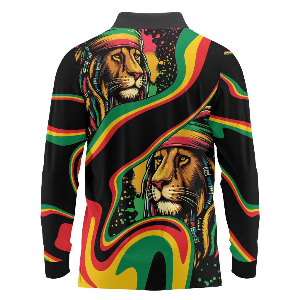 Rastafarian Lion Proud of Jamaica Long Sleeve Polo Shirt Reggae My Soul - Wonder Print Shop