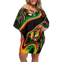 Rastafarian Lion Proud of Jamaica Off Shoulder Short Dress Reggae My Soul - Wonder Print Shop