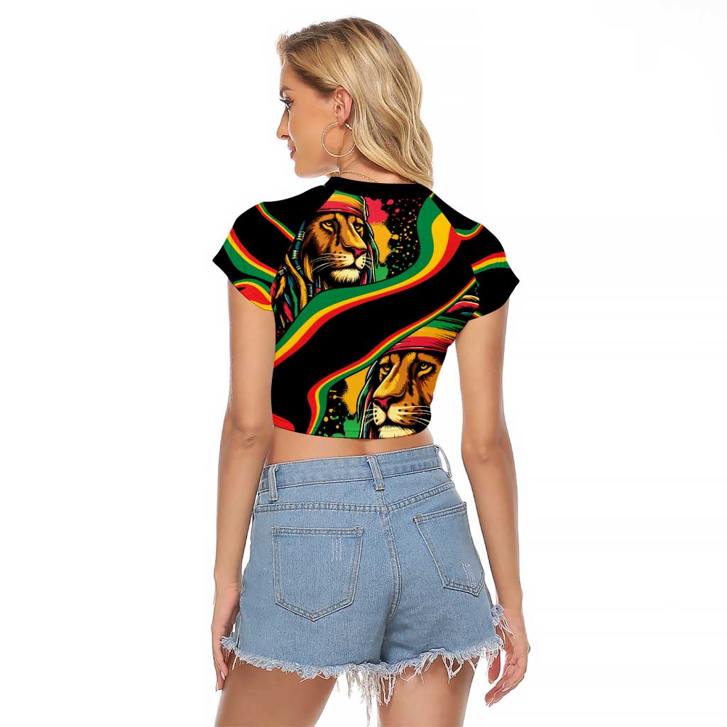 Rastafarian Lion Proud of Jamaica Raglan Cropped T Shirt Reggae My Soul - Wonder Print Shop