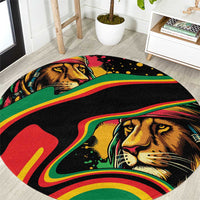 Rastafarian Lion Proud of Jamaica Round Carpet Reggae My Soul