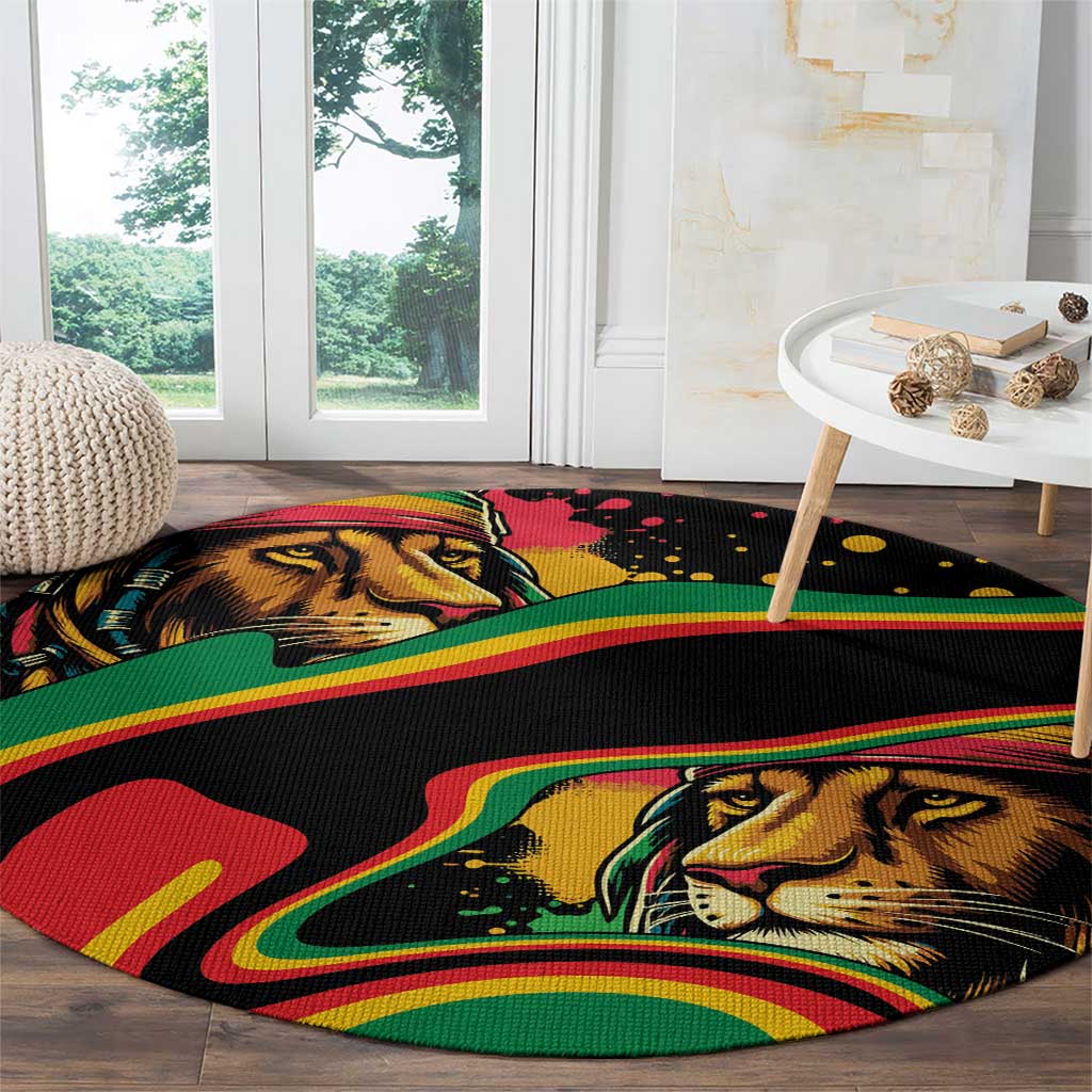 Rastafarian Lion Proud of Jamaica Round Carpet Reggae My Soul