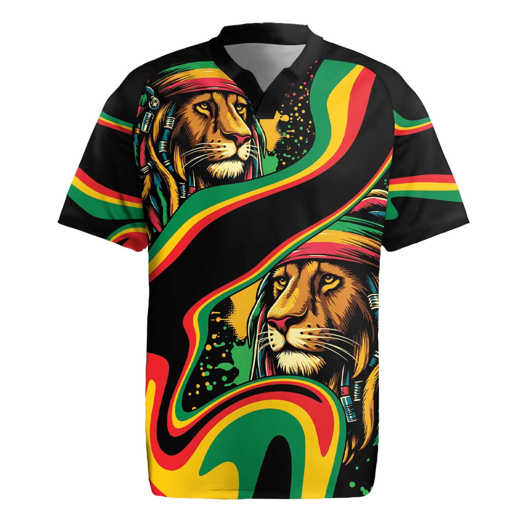 Rastafarian Lion Proud of Jamaica Rugby Jersey Reggae My Soul - Wonder Print Shop