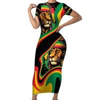 Rastafarian Lion Proud of Jamaica Short Sleeve Bodycon Dress Reggae My Soul - Wonder Print Shop