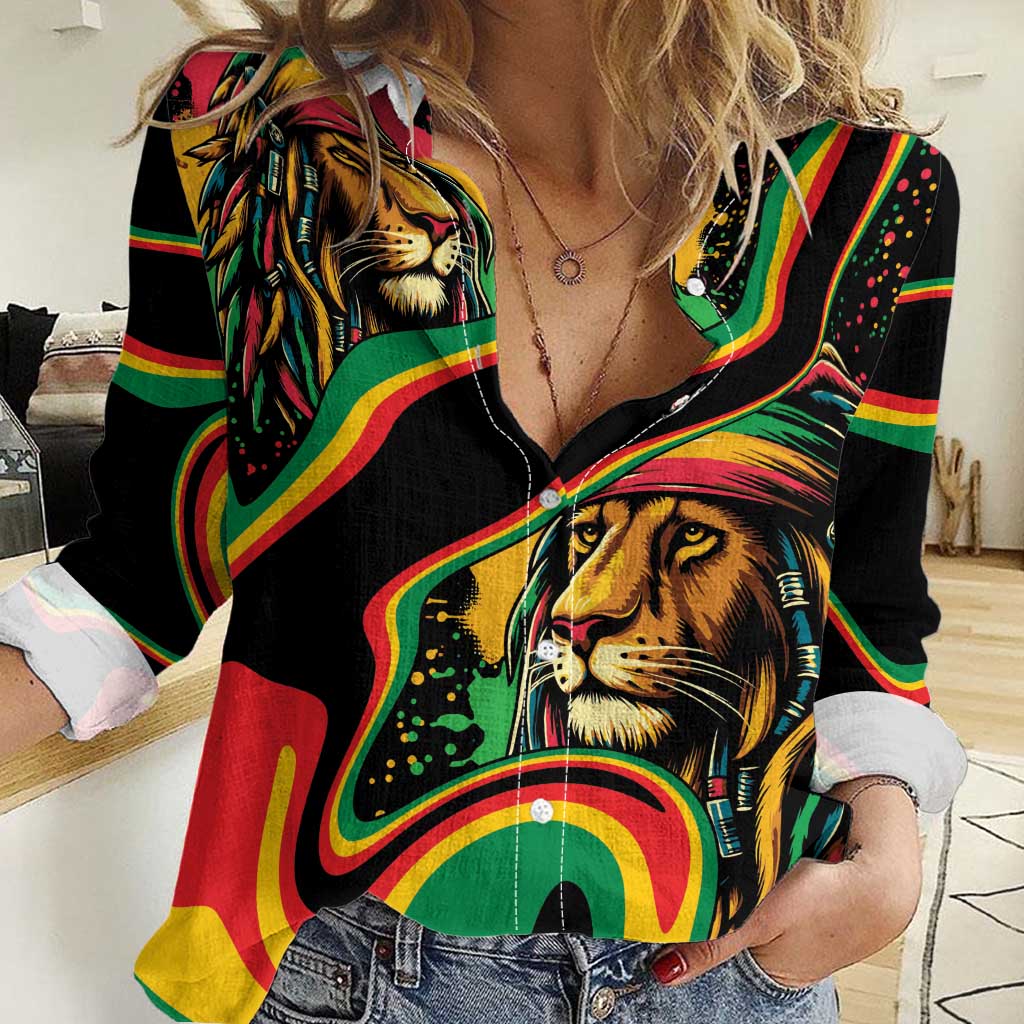 Rastafarian Lion Proud of Jamaica Women Casual Shirt Reggae My Soul - Wonder Print Shop