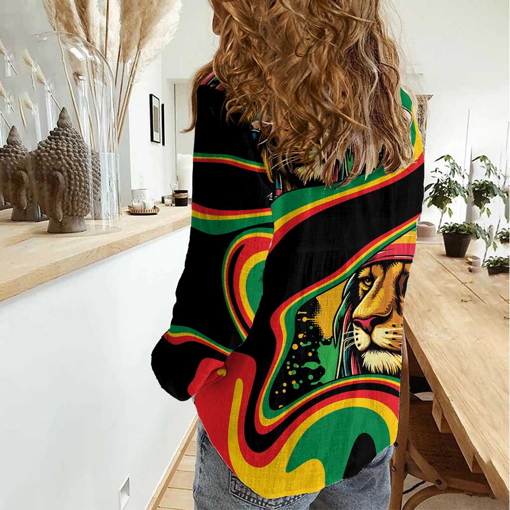 Rastafarian Lion Proud of Jamaica Women Casual Shirt Reggae My Soul - Wonder Print Shop