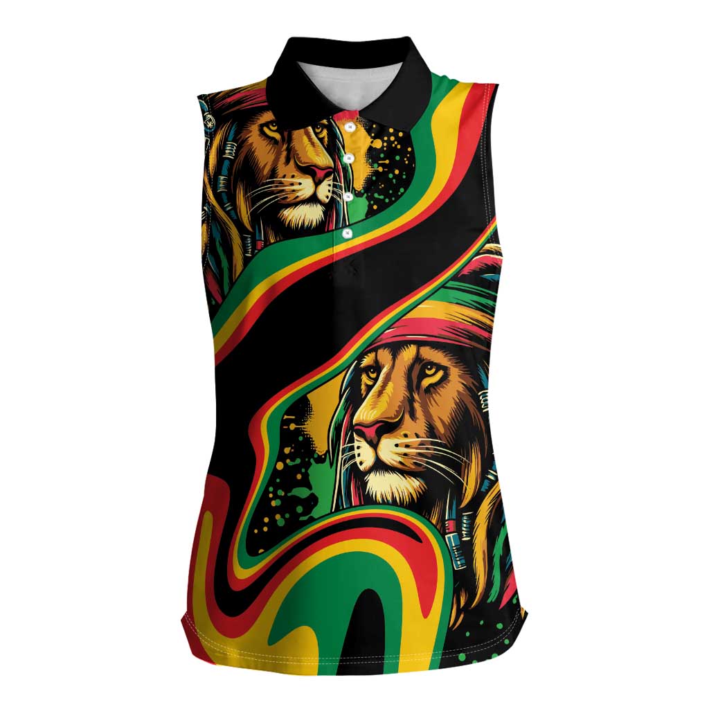 Rastafarian Lion Proud of Jamaica Women Sleeveless Polo Shirt Reggae My Soul - Wonder Print Shop